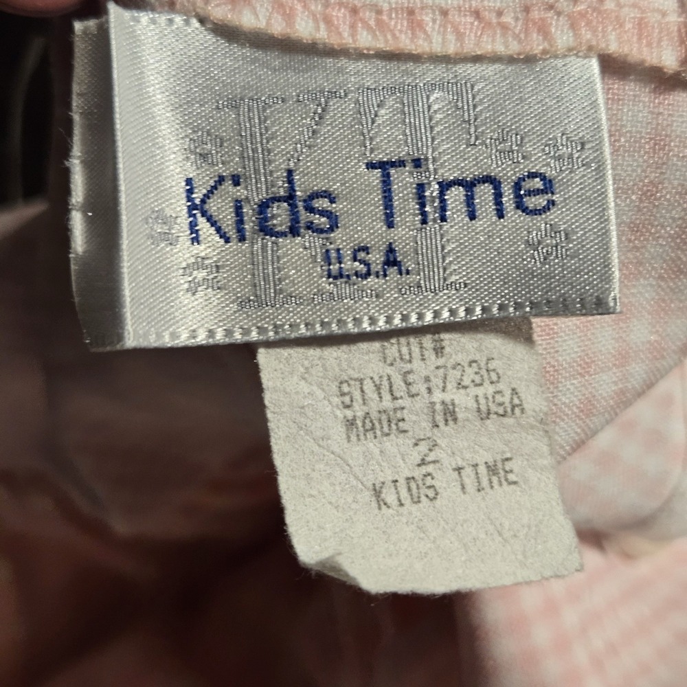 Kids Time Girls Pink White Gingham Seersucker Dress Flowers Easter - Picture 6 of 6